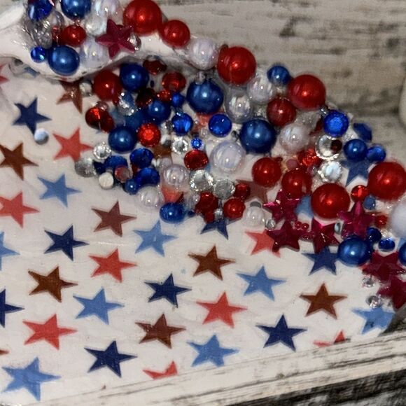 Patriotic stars and stripes handcrafted, trinket dish - Picture 4 of 6